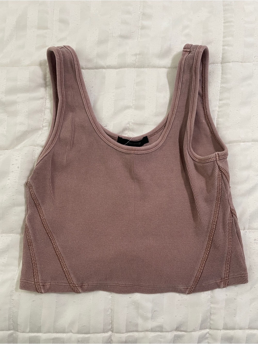 Forever 21 Ribbed Mauve Crop Tank Top